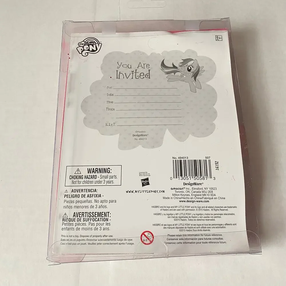 My Little Pony Party Lot Tablecover 8 Invitations Envelopes Hasbro DesignWare